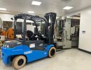 Industrial Forklift Inside Manufacturing Facility With Machinery And Equipment
