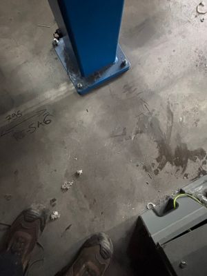 Industrial Base Support with Floor Markings and Safety Shoes