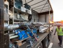 Loaded Truck with Industrial Equipment and Materials Secured for Transport